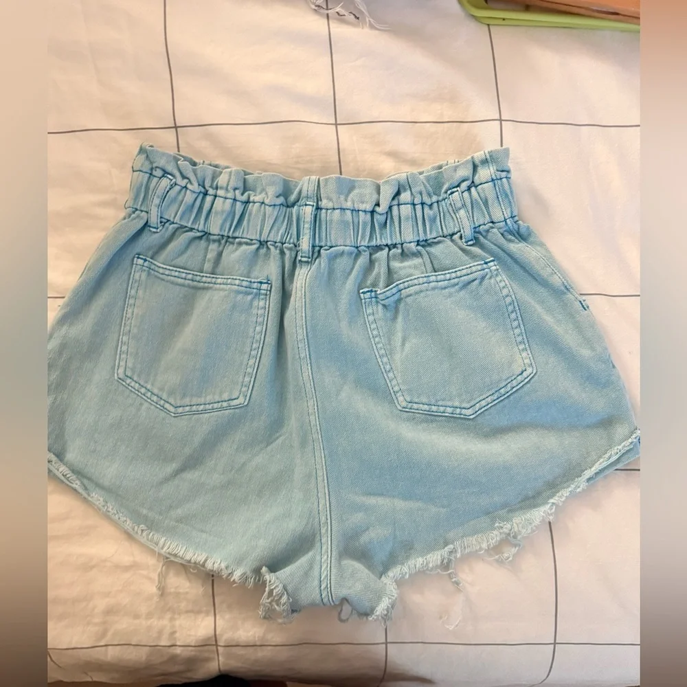 Sky Blue High Waist Denim Shorts